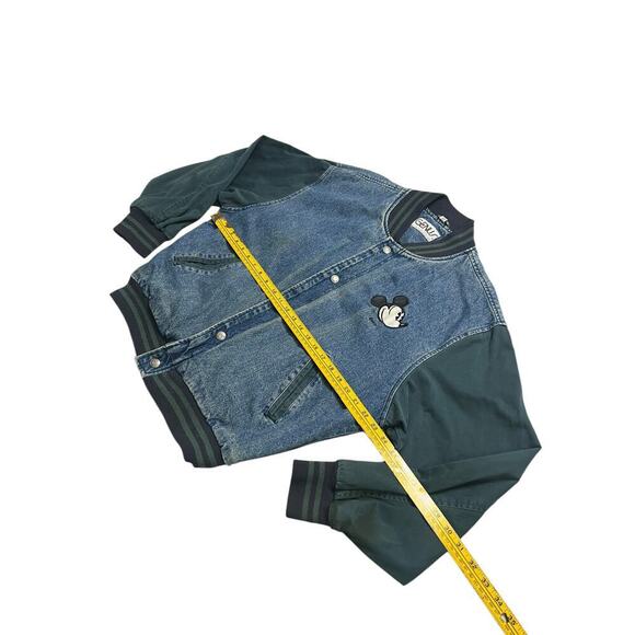 Vintage 90’s GENUS DISNEY Mickey Mouse Bomber Varsity Jacket‎ - Denim Green - M - Picture 7 of 7
